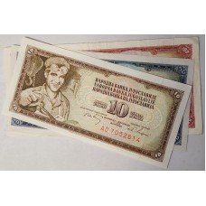 YUGOSLAVIA 1968-1981 . TEN 10 - ONE HUNDRED 100 DINARA BANKNOTES